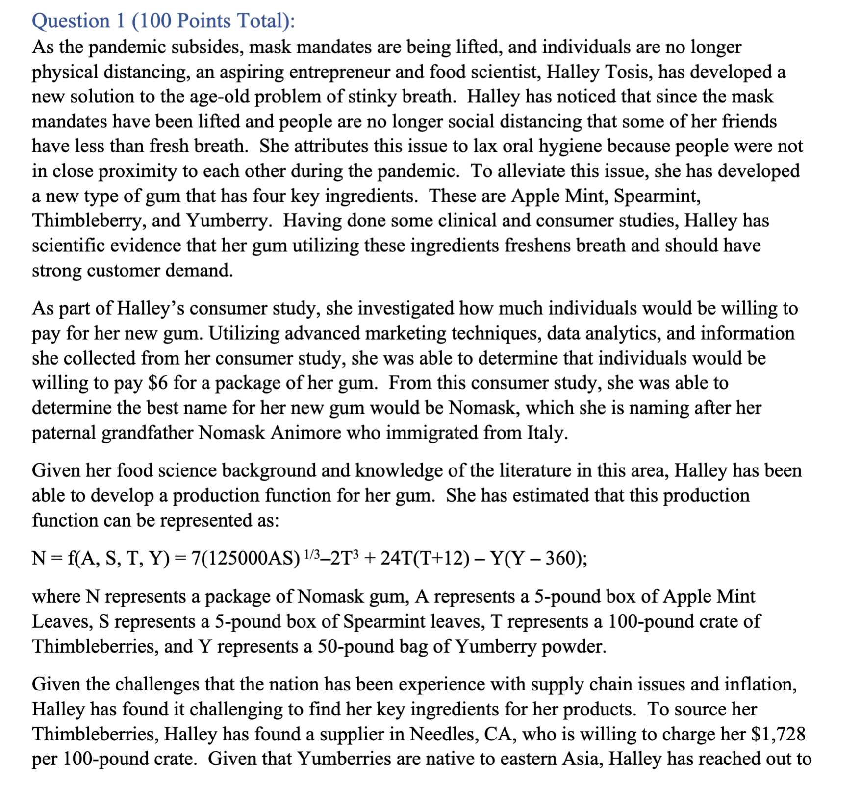 Question 1 (100 Points Total): As the pandemic