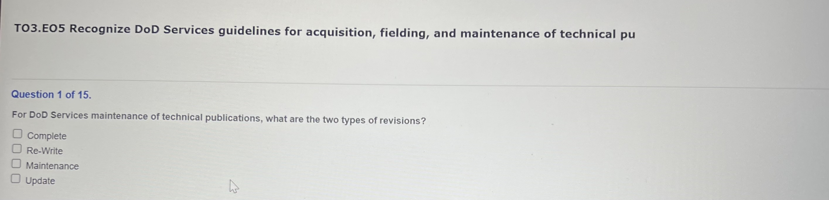 Need answer to question? TO3.E05 Recognize DoD