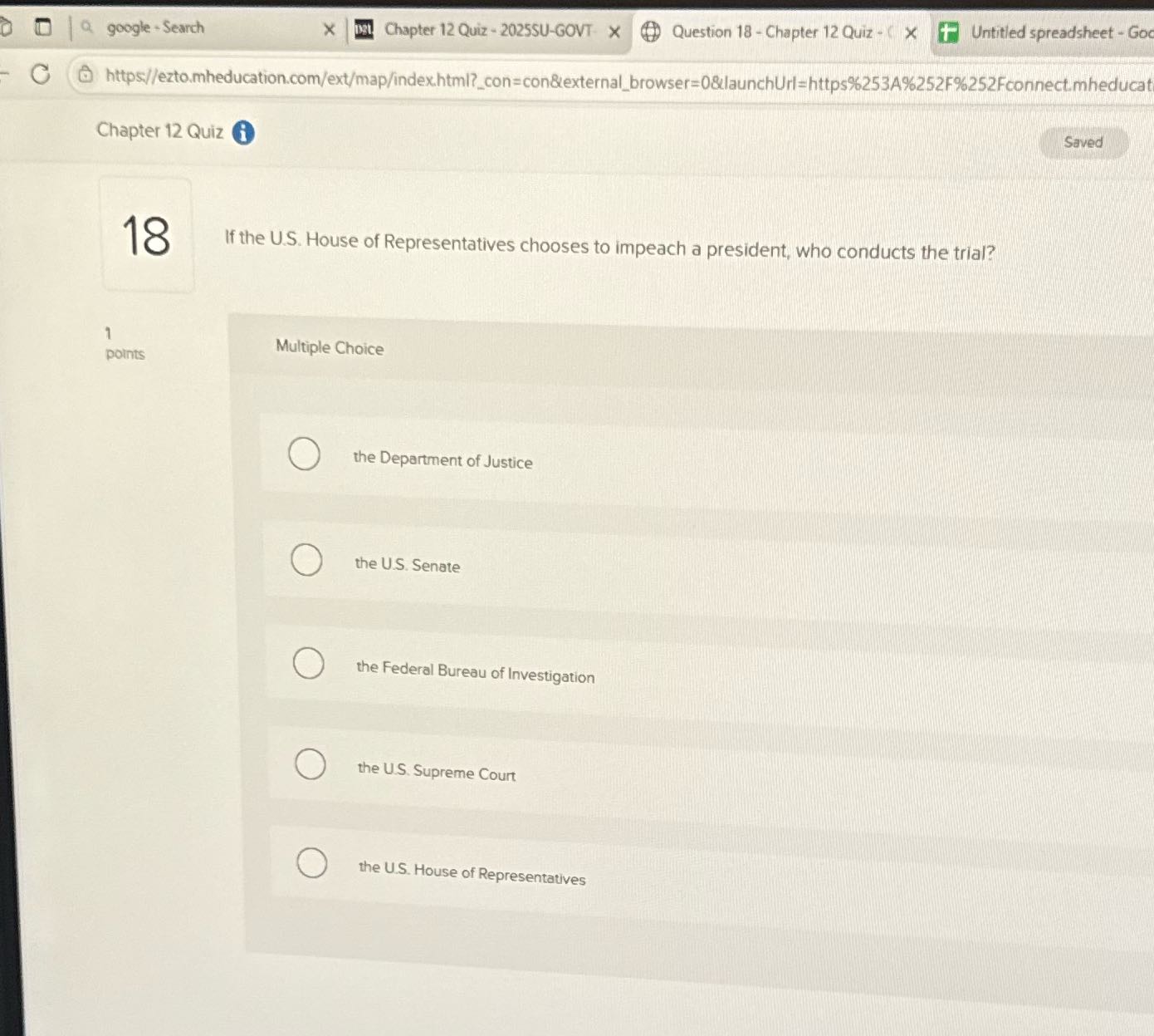 X net Chapter 12 Quiz - 2025SU-GOVT x Question 18