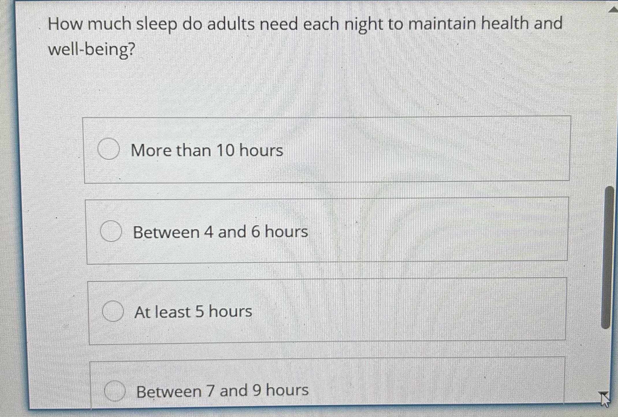 How much sleep do adults need each night to
