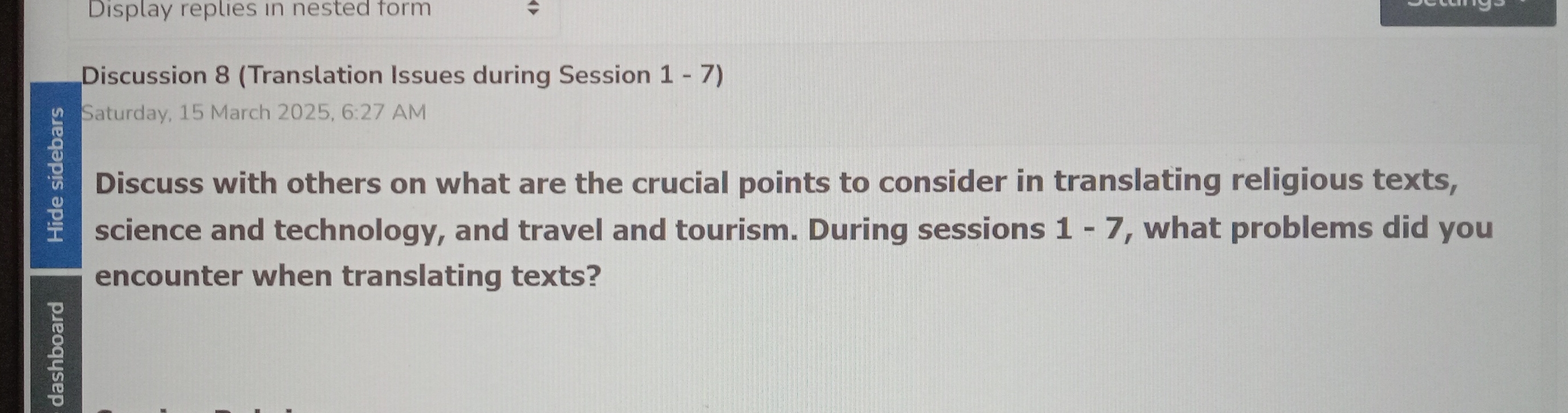 Display replies in nested form Discussion 8