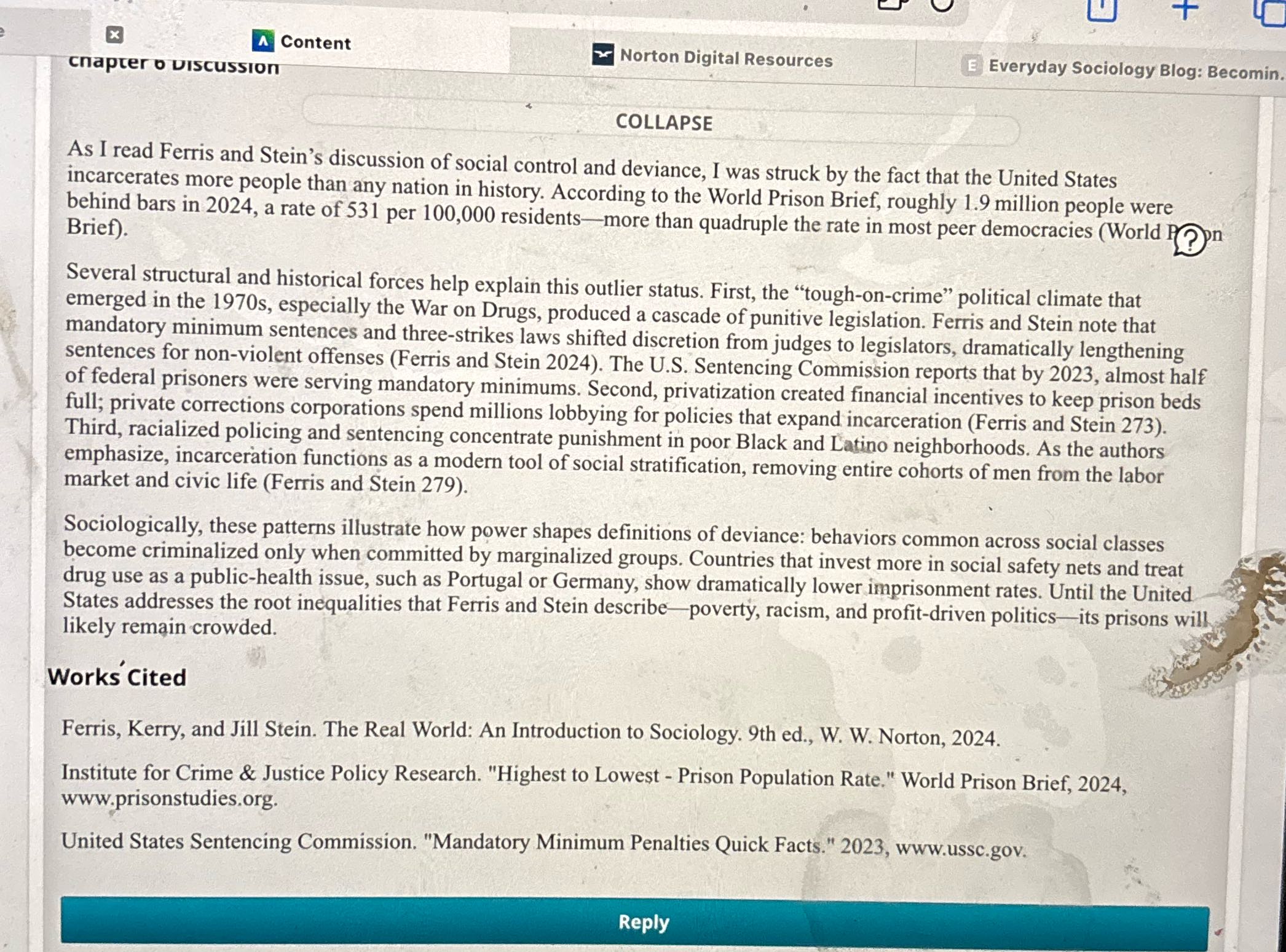 Reply to classmates X A Content Norton Digital