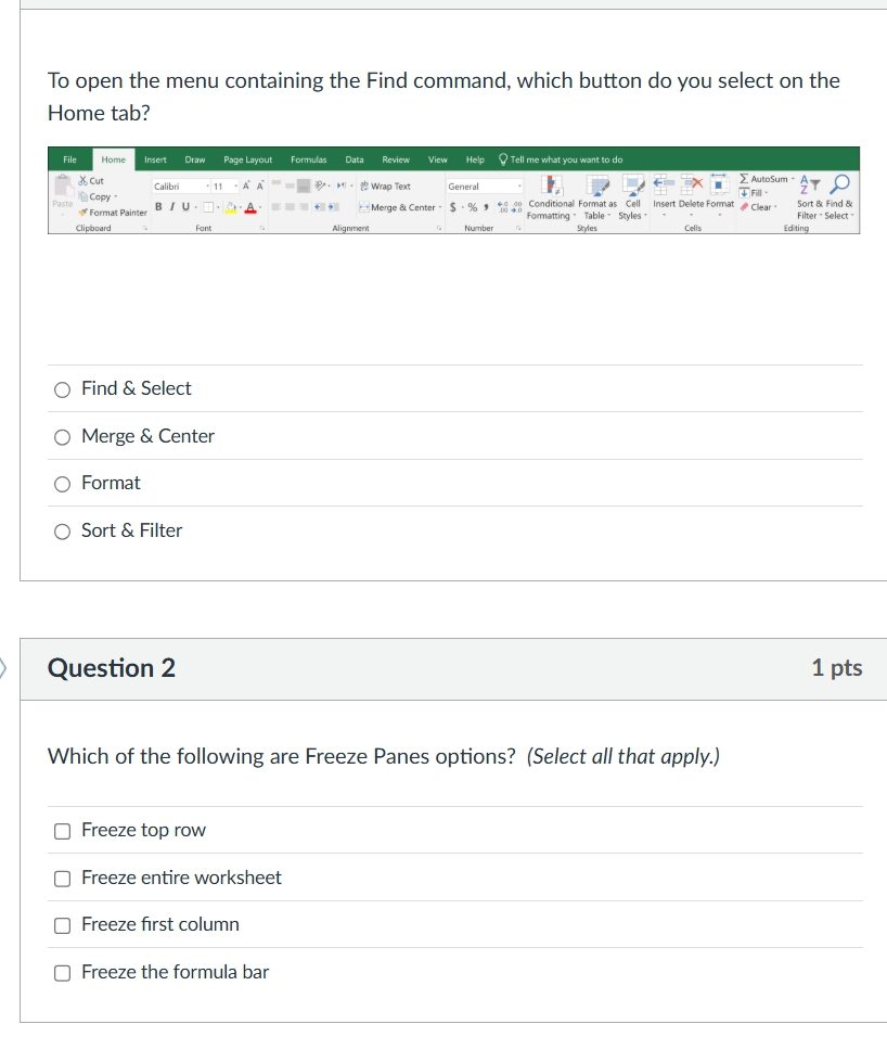 a To open the menu containing the Find command,