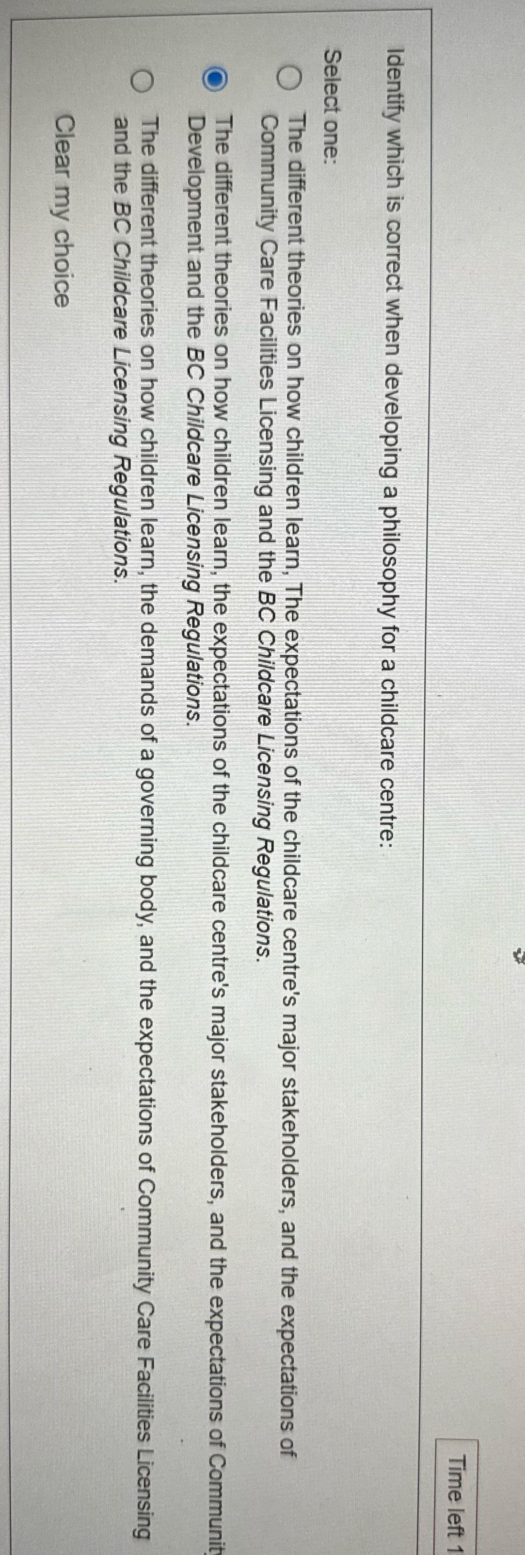 Time left 1 Identify which is correct when