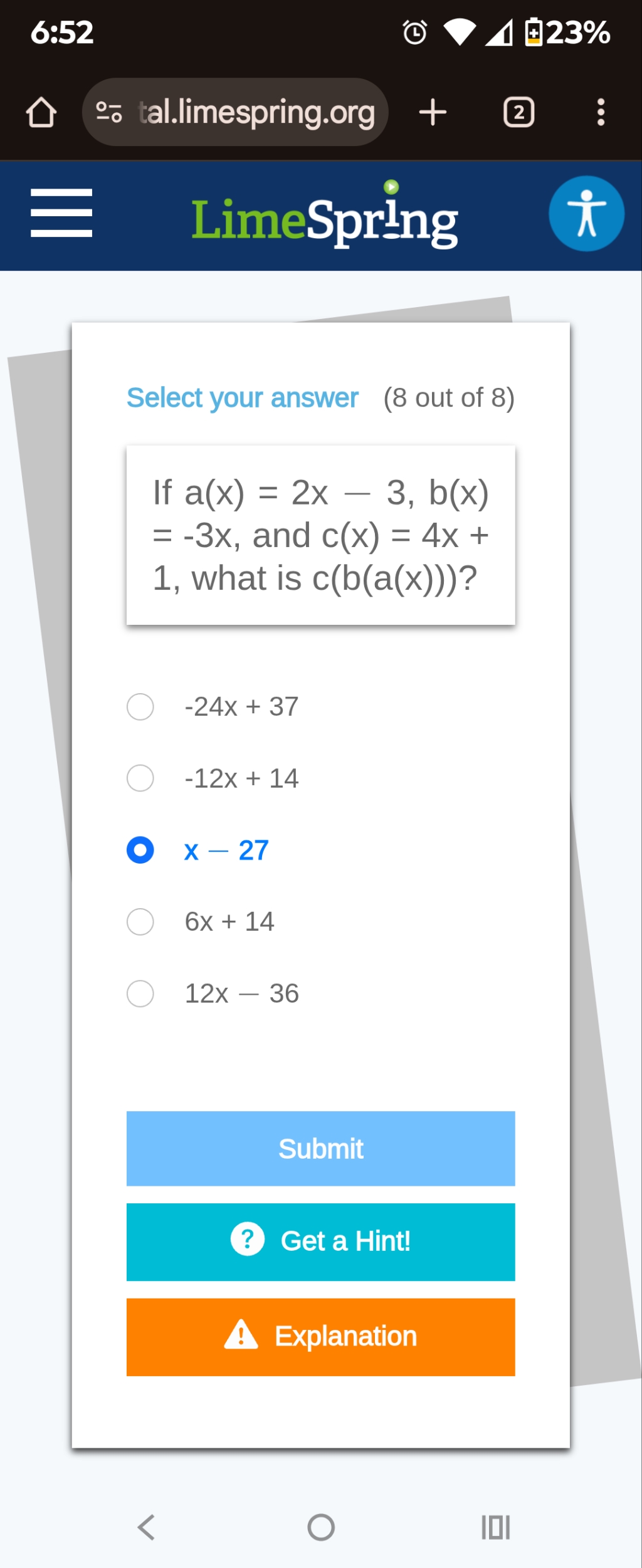 6:52 4 823% go tal.limespring.org + 2 . . .
