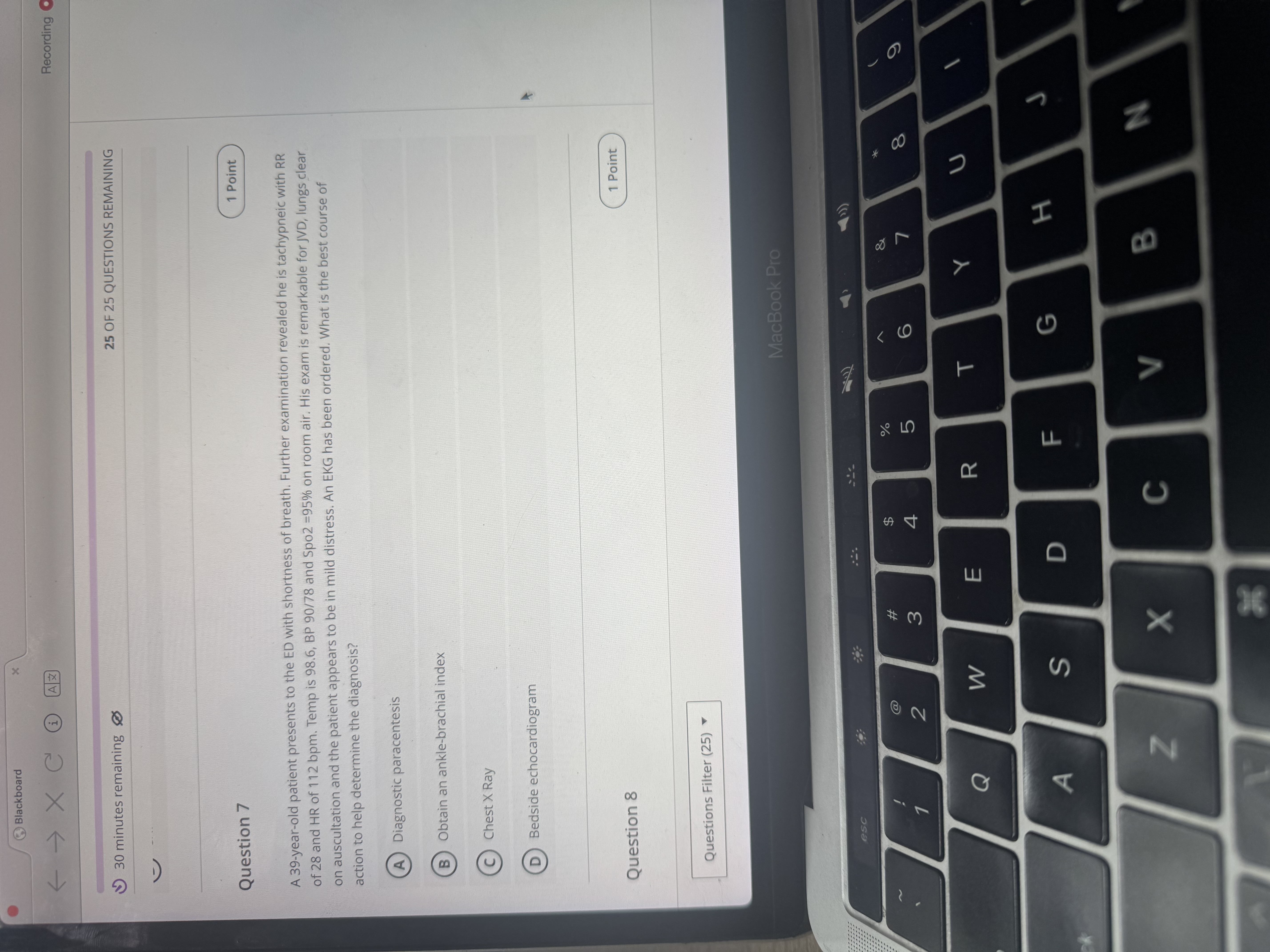 Answer Blackboard X < - X CHAZ Recording 30