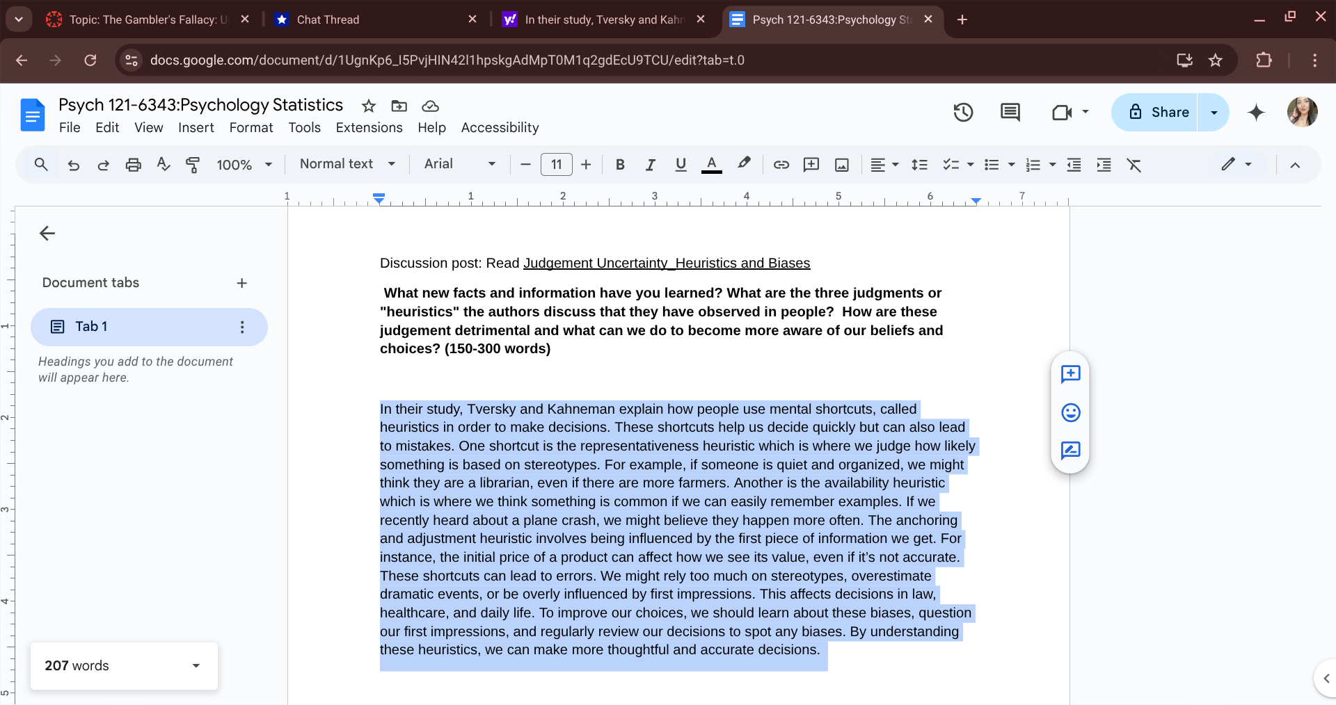 how is my response to the question for this