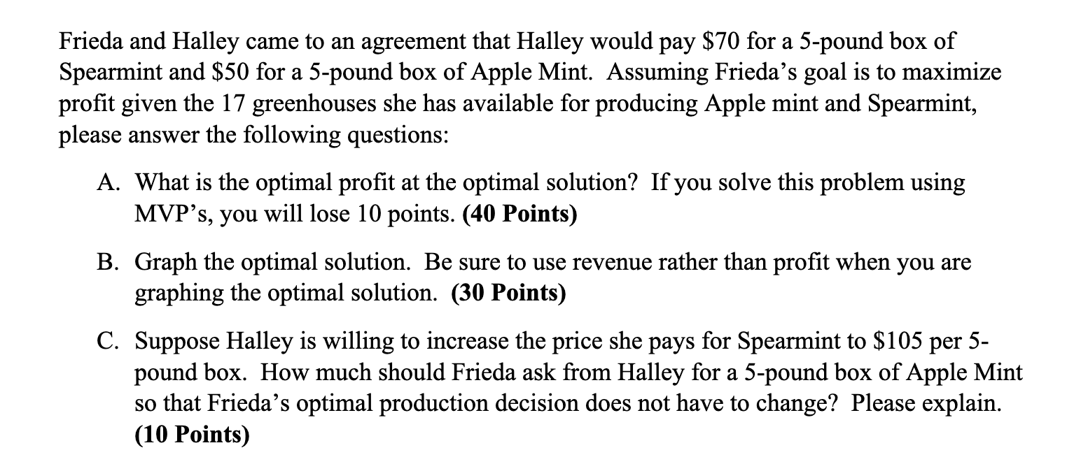 Question 2 (80 Points Total): Frieda Peeples has