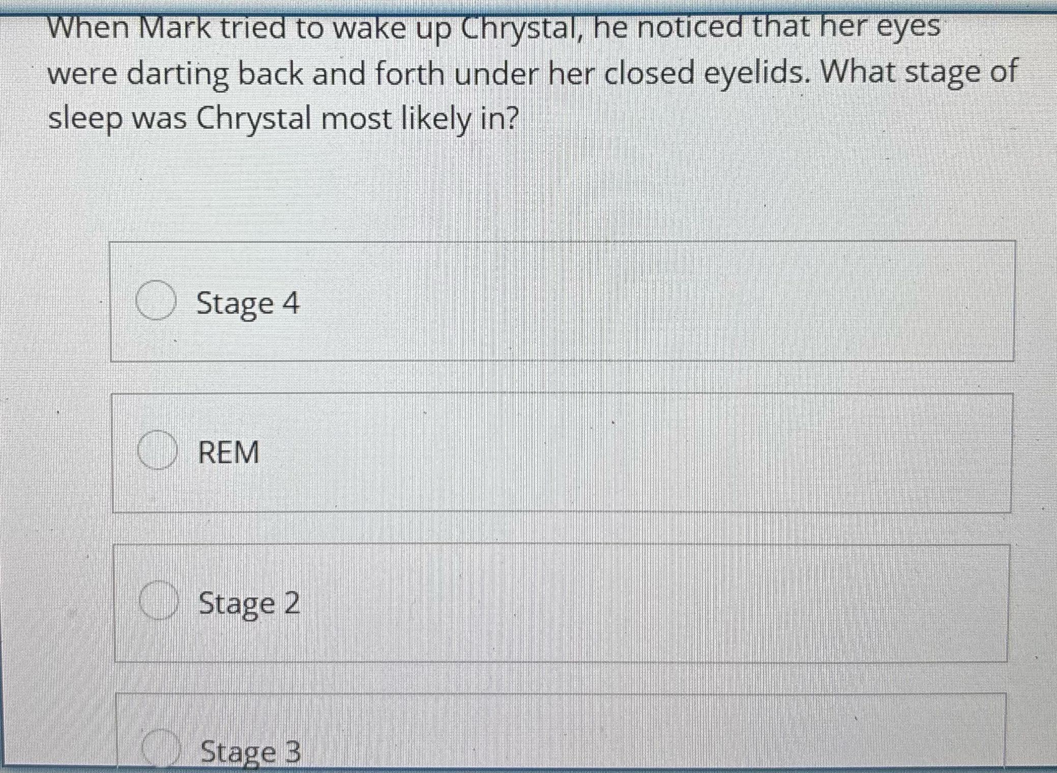 When Mark tried to wake up Chrystal, he noticed