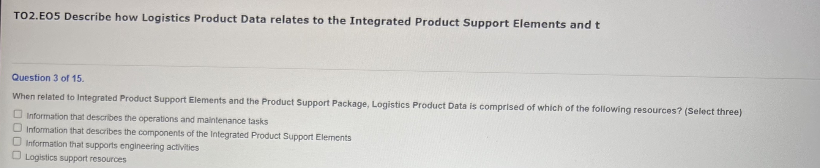 Need answer to question? TO2.E05 Describe how