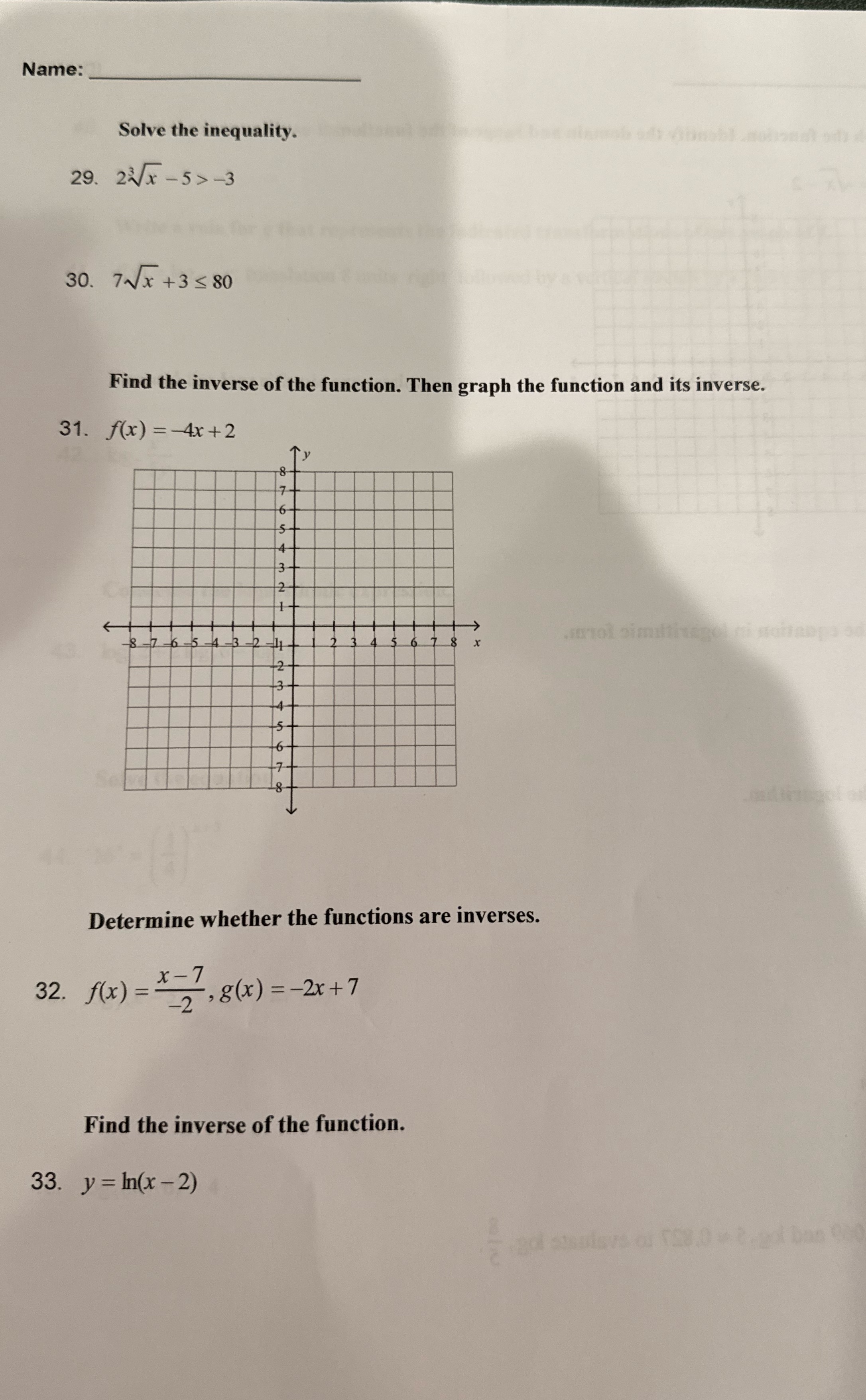 please answer all questions and show work. Thanks