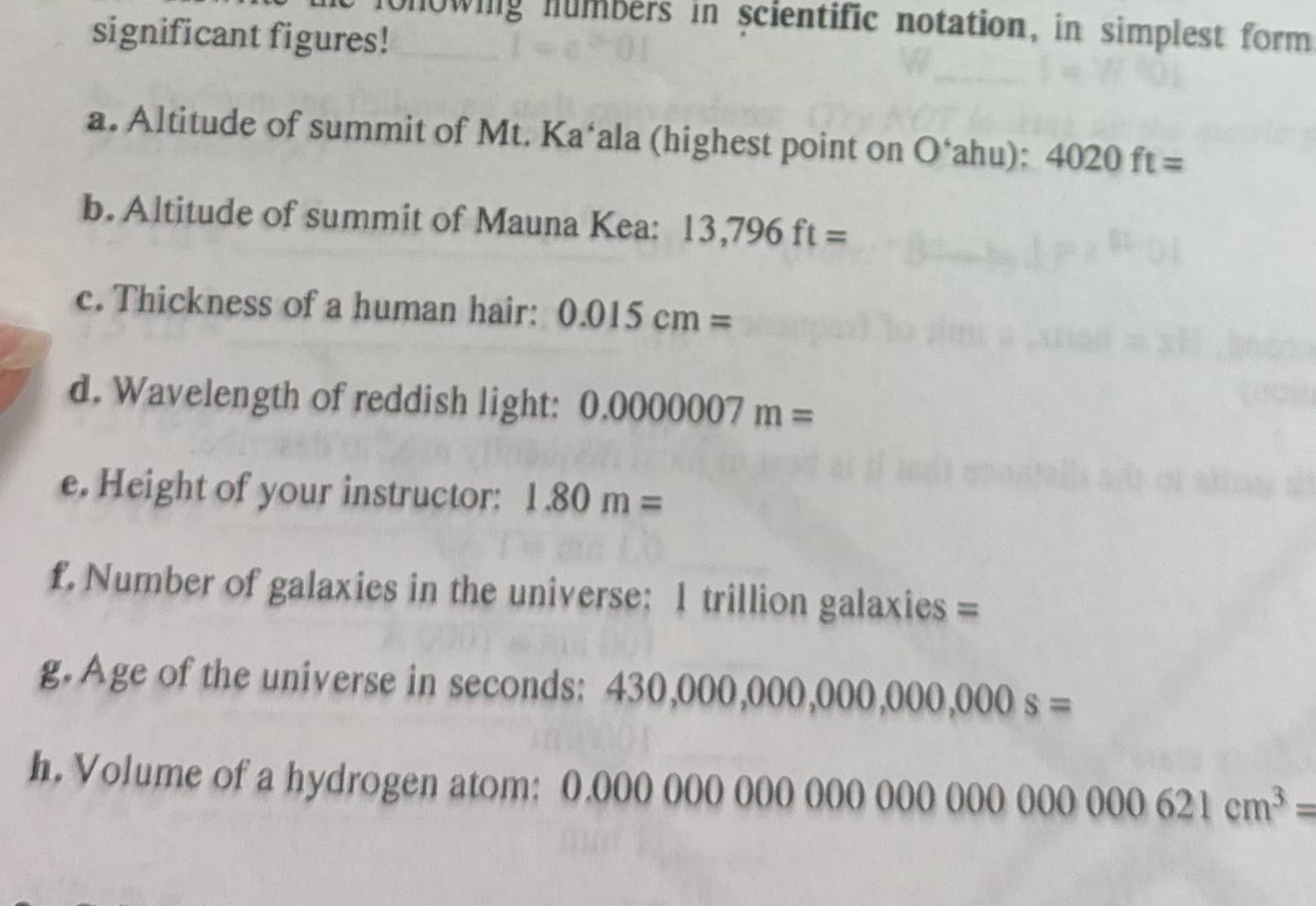 howing numbers in scientific notation, in