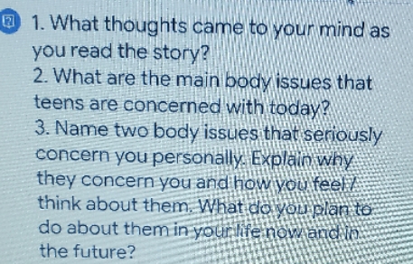 Answer 1. What thoughts came to your mind as you