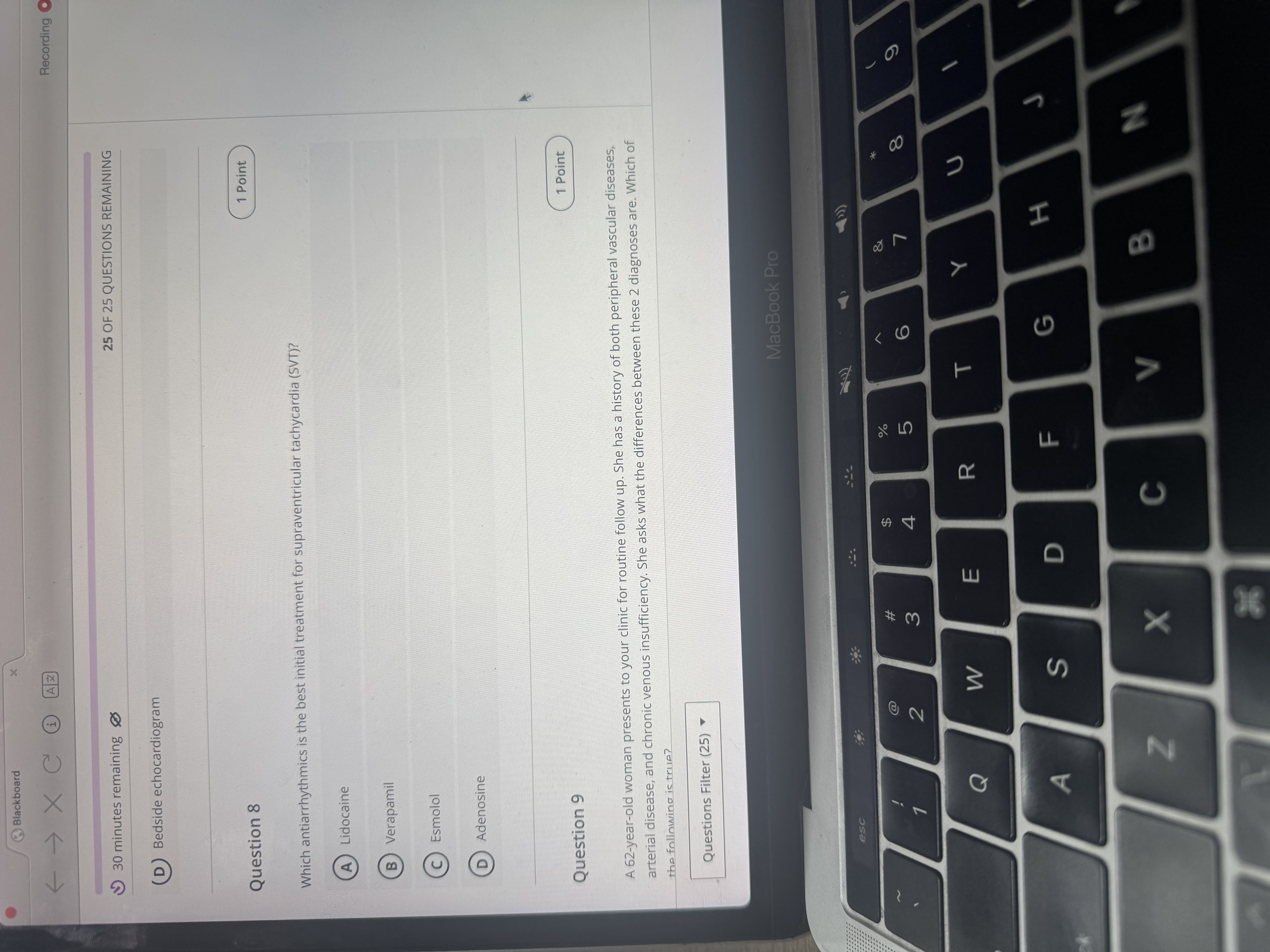 Answer Blackboard < - X CHAZ Recording 30 minutes