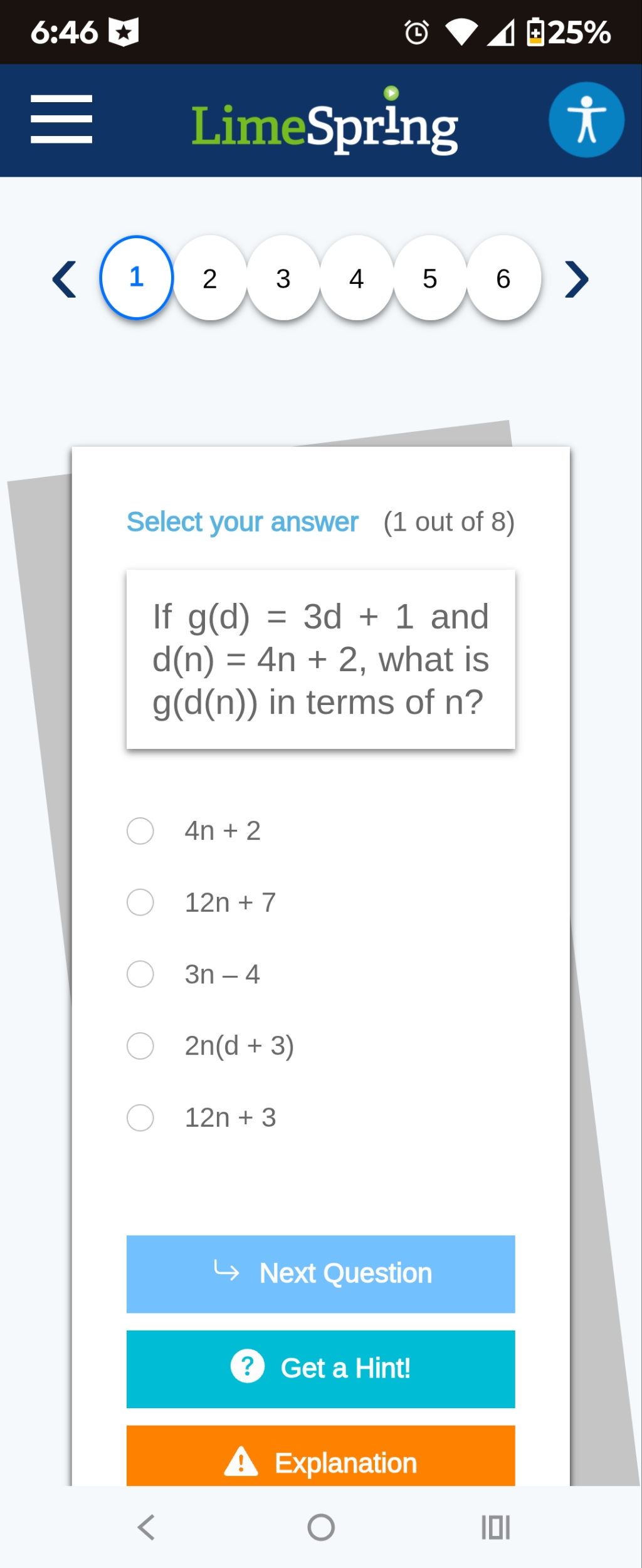 6:46 * 4 025% LimeSpring A 1 2 3 4 5 6 Select