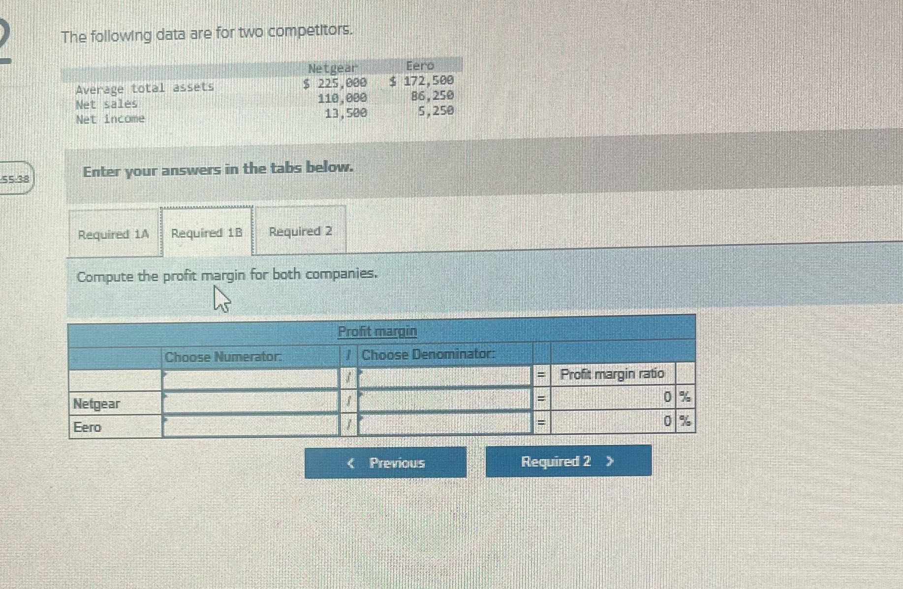 G The following data are for two competitors.