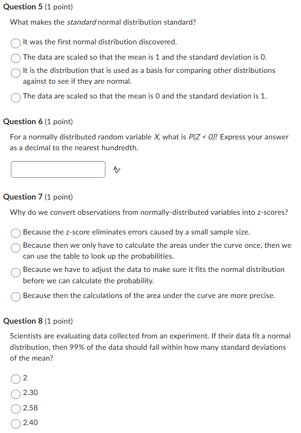 answer Question 5 (1 point) What makes the