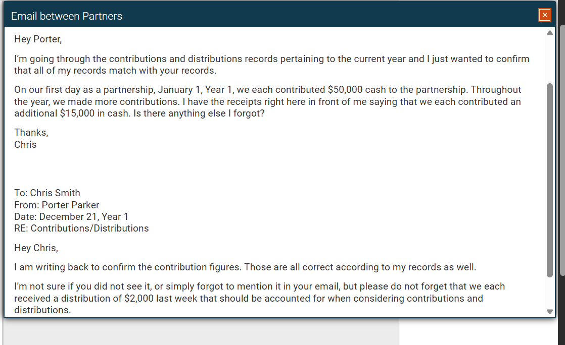 complete it Email between Partners Hey Porter,