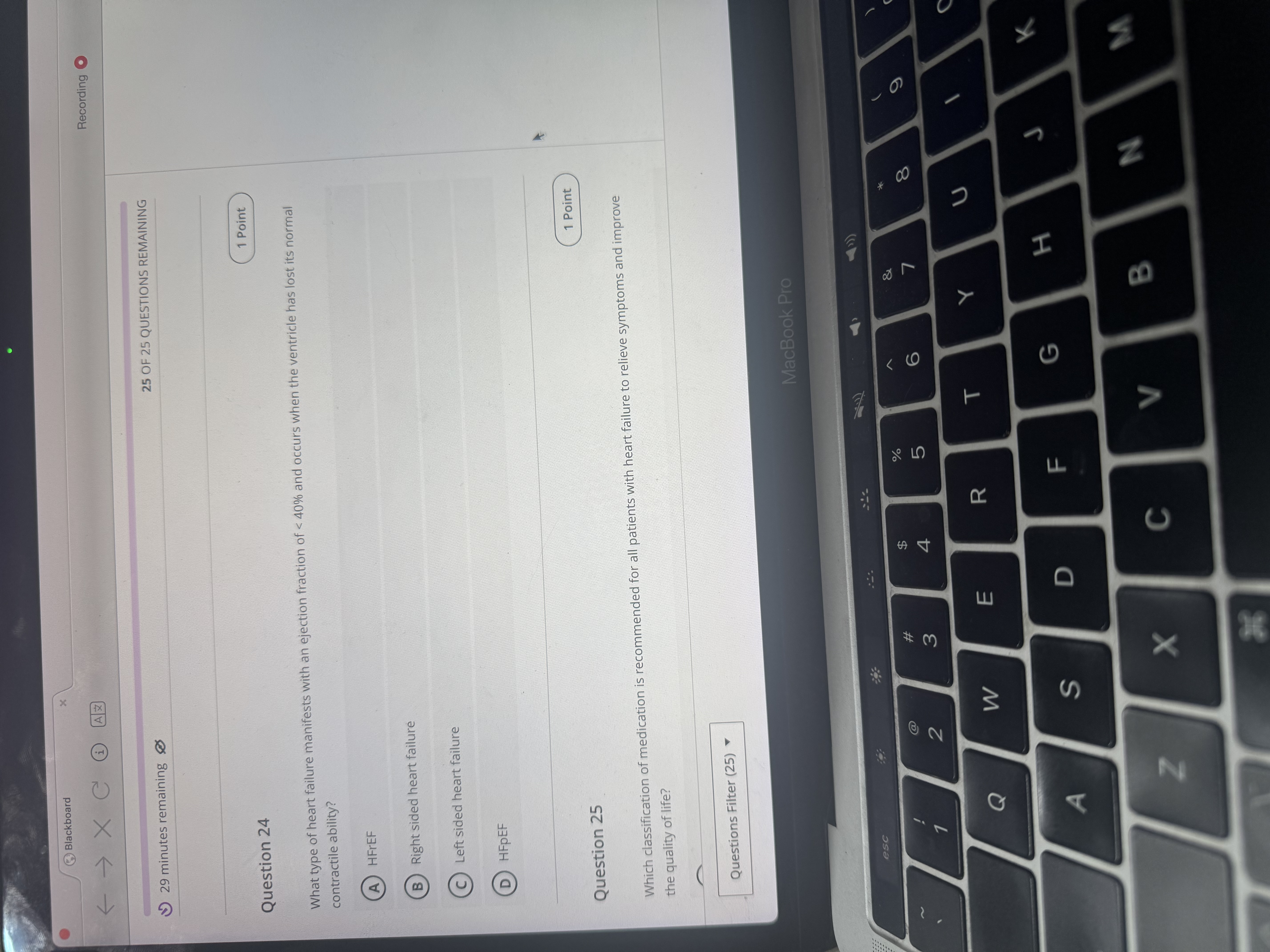 Answer Blackboard x < - X C H A Z Recording 29