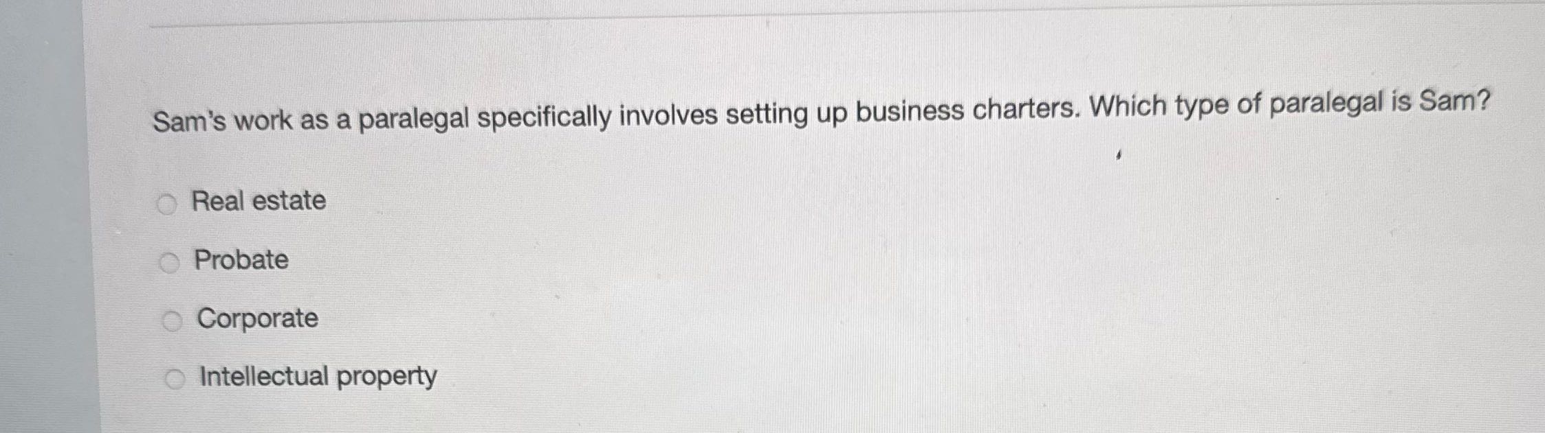 Sam's work as a paralegal specifically