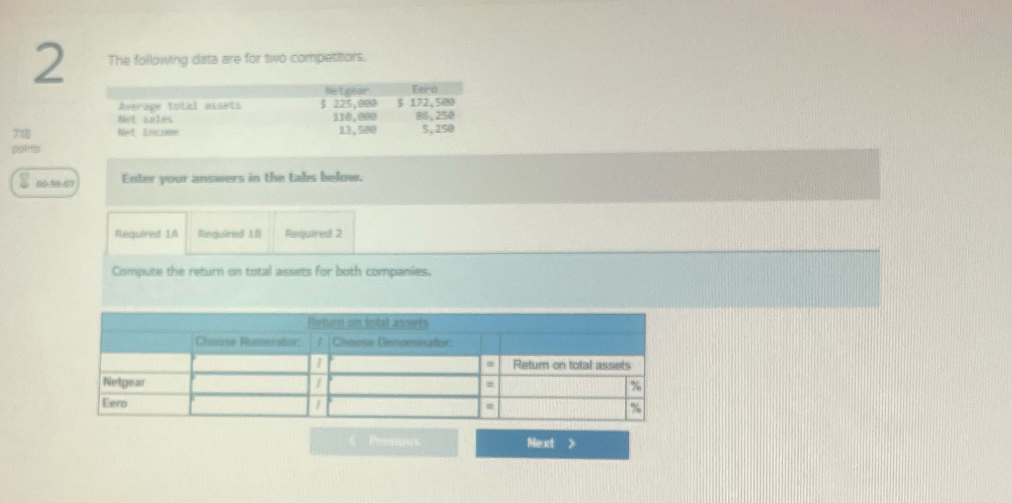 2 The following data are for two competitors Eare