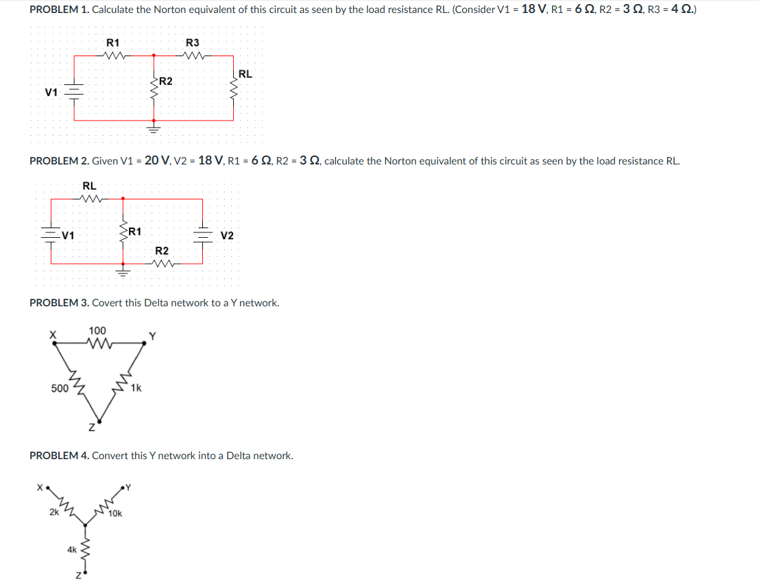 solve and show work using Norton Theorem and Load