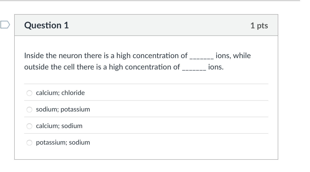 which is the correct answer D Question 1 1 pts