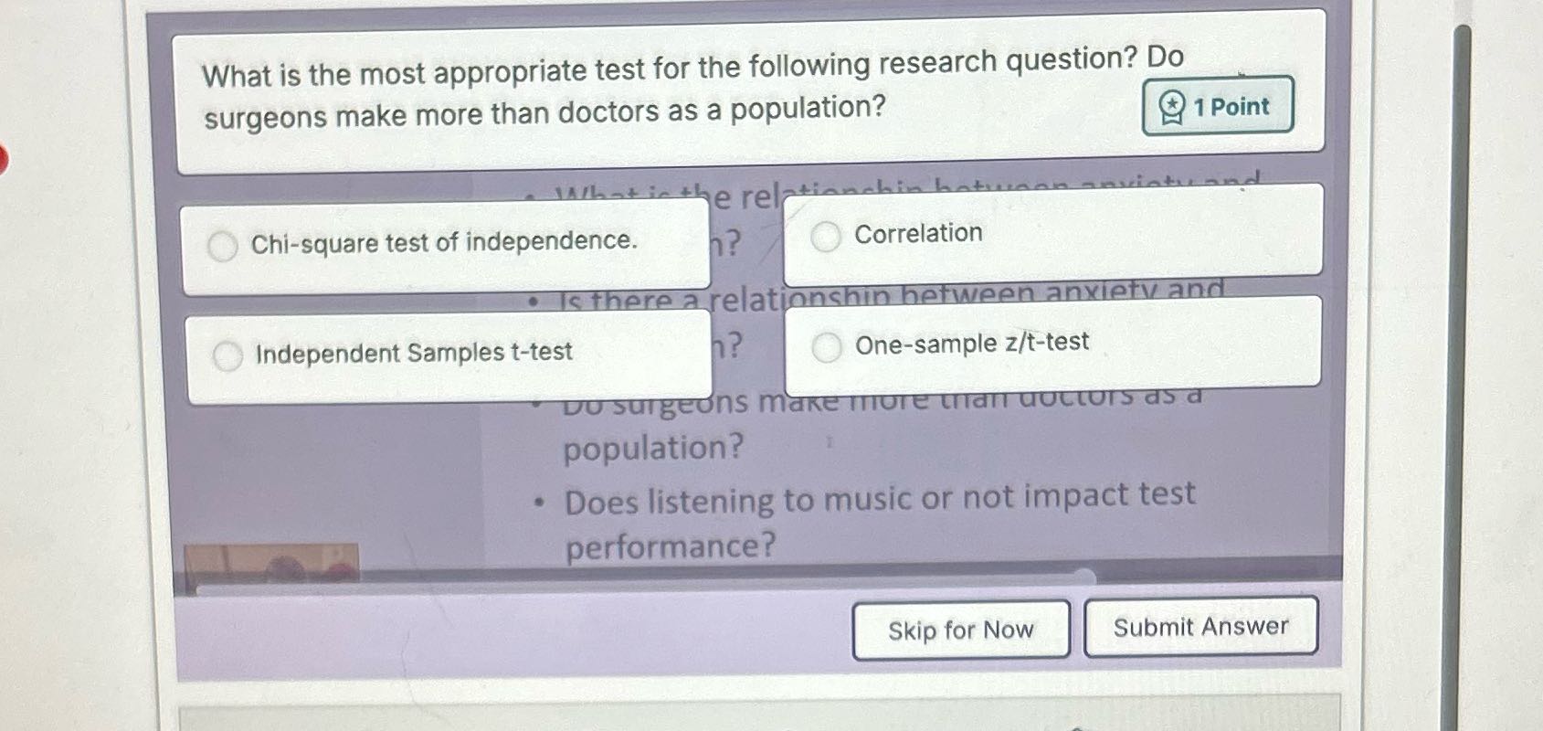 What is the most appropriate test for the