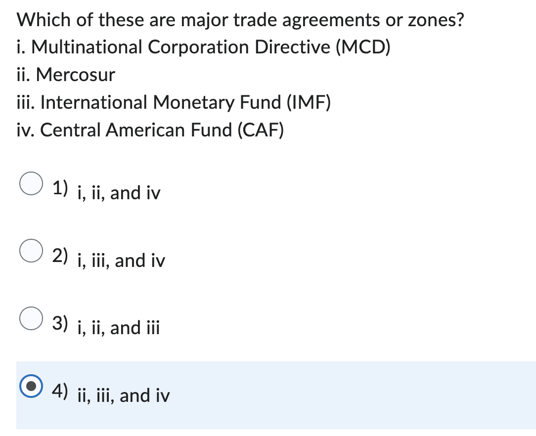 what is the answer Which of these are major trade