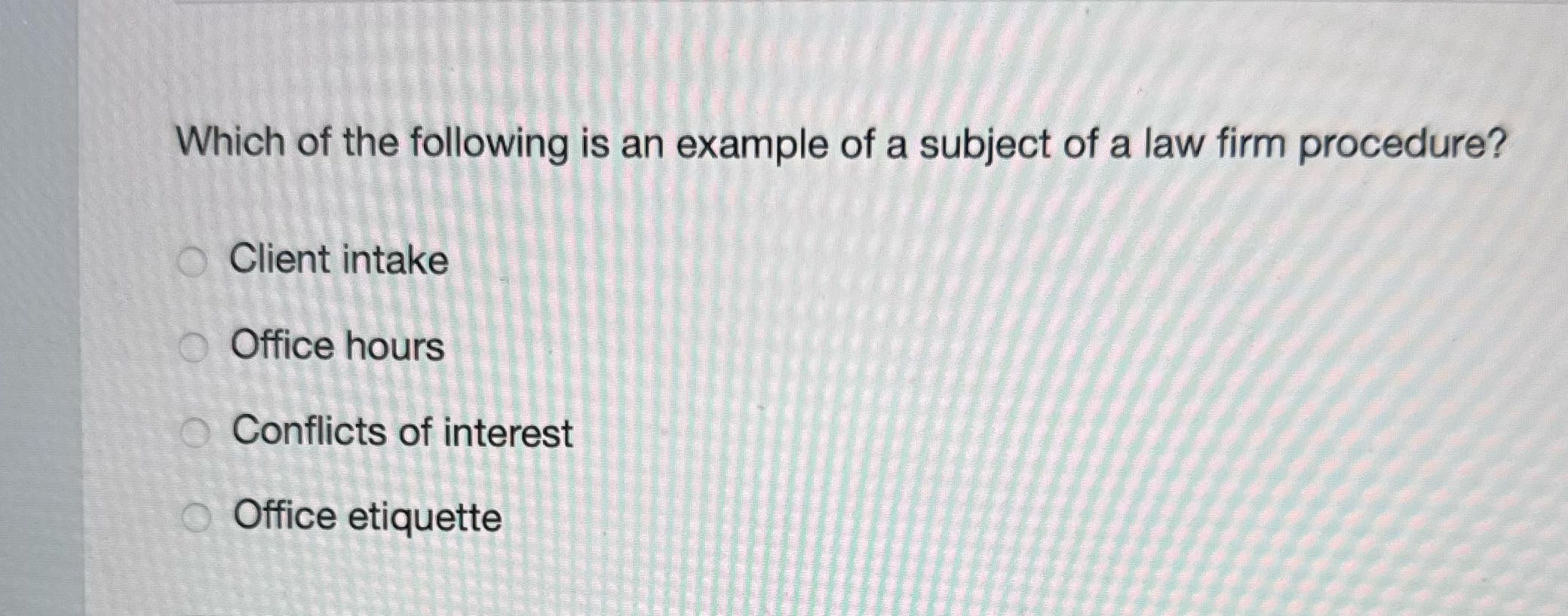 Which of the following is an example of a subject