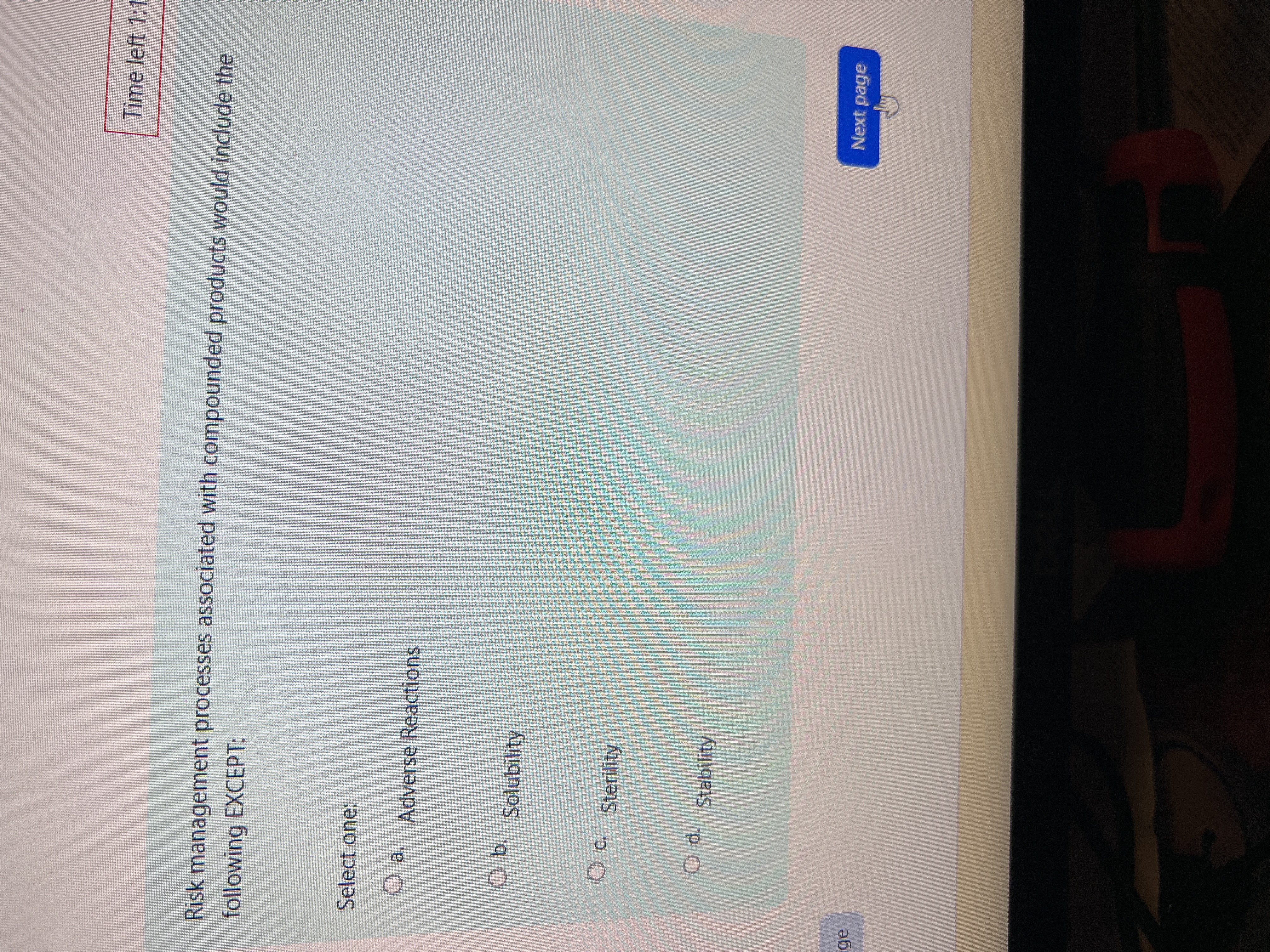 Answer Time left 1:1 Risk management processes