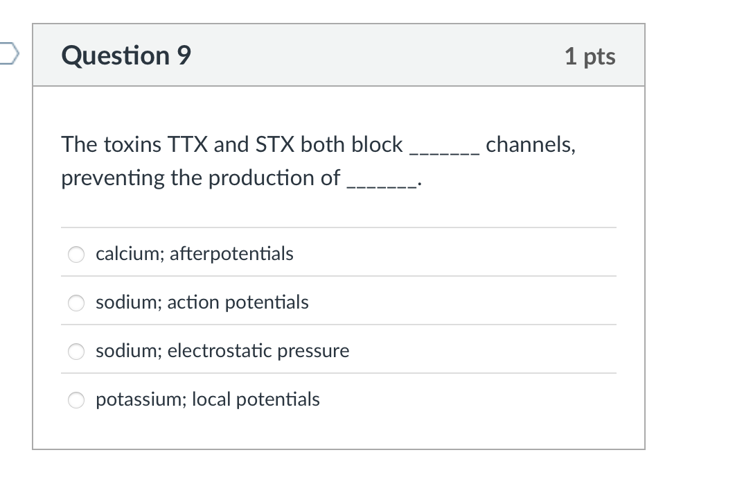 which is the correct answer Question 9 1 pts The