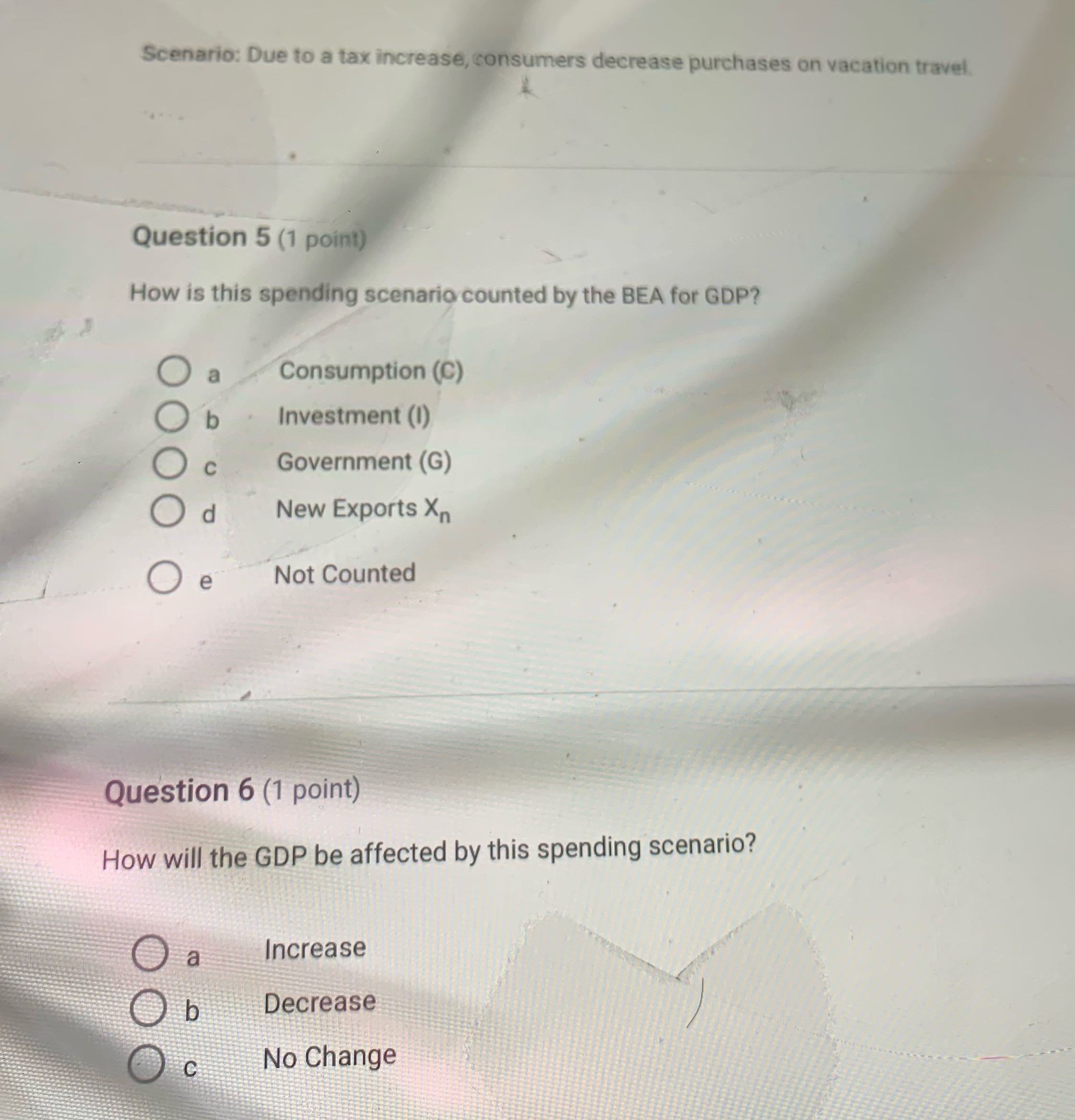 Scenario: Due to a tax increase, consumers
