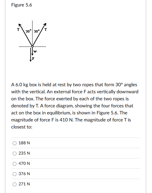 Solve the problem Figure 5.6 A 6.0 kg box is held