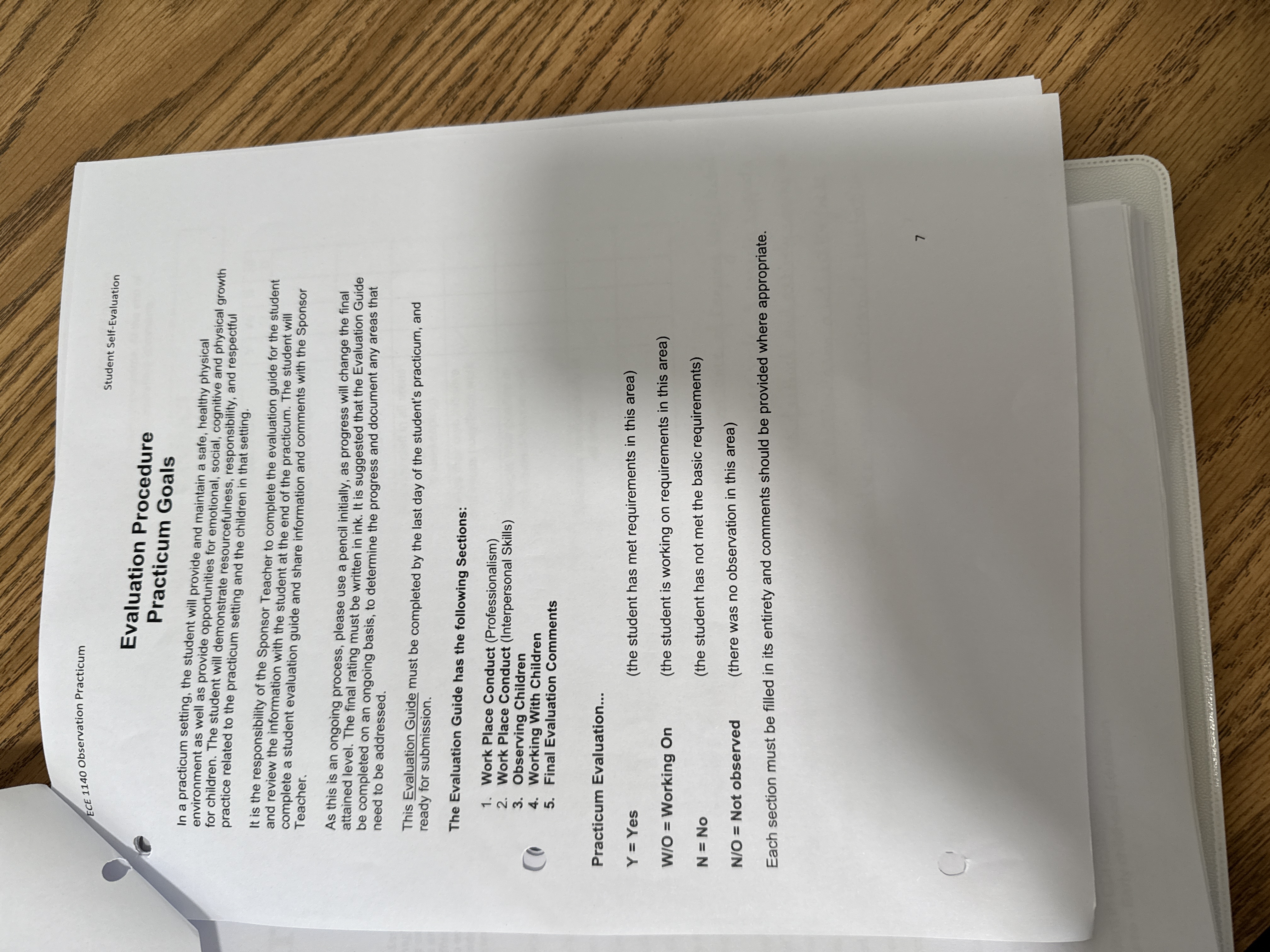 ECE 1140 Observation Practicum Student