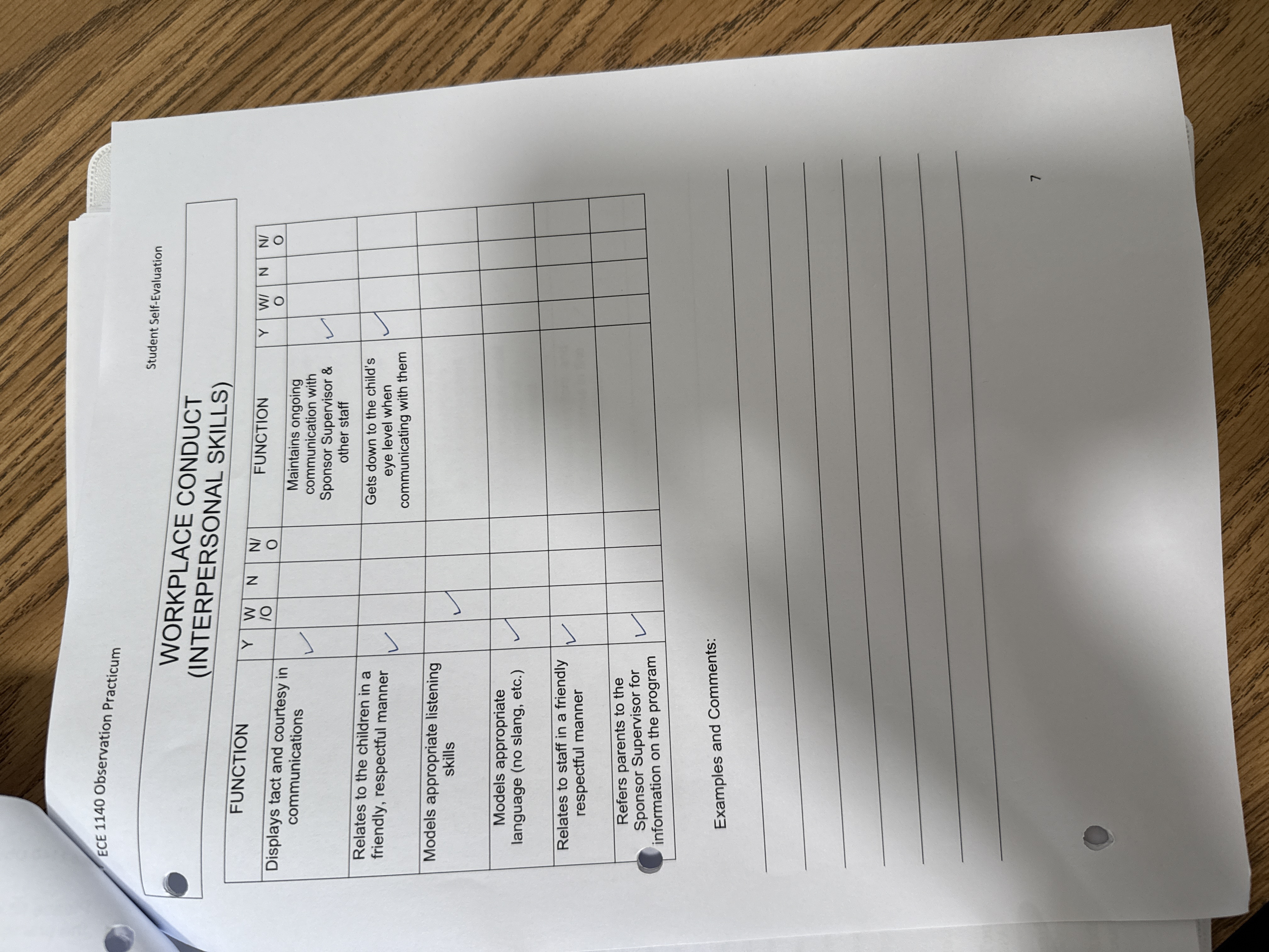 ECE 1140 Observation Practicum Student