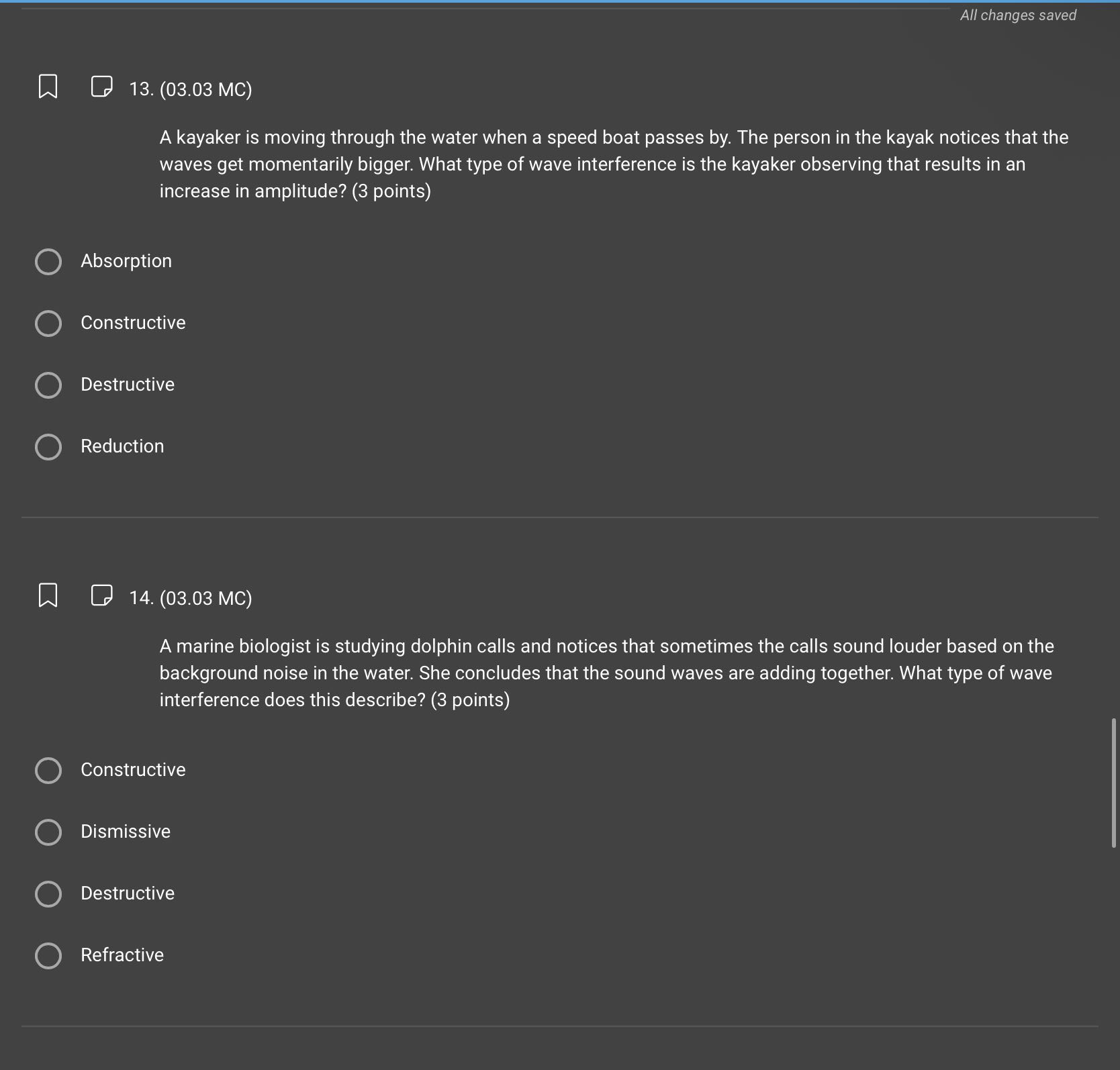 All changes saved 13. (03.03 MC) A kayaker is