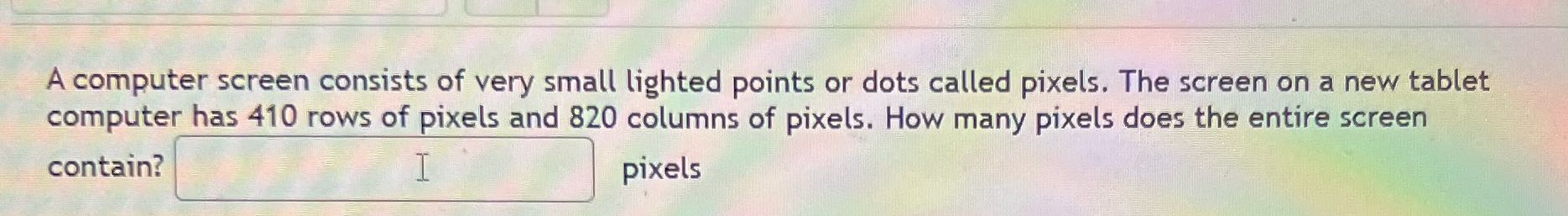 A computer screen consists of very small lighted