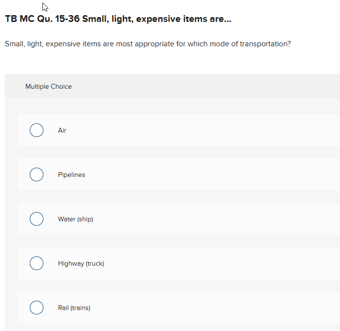 TB MC Qu. 15-36 Small, light, expensive items