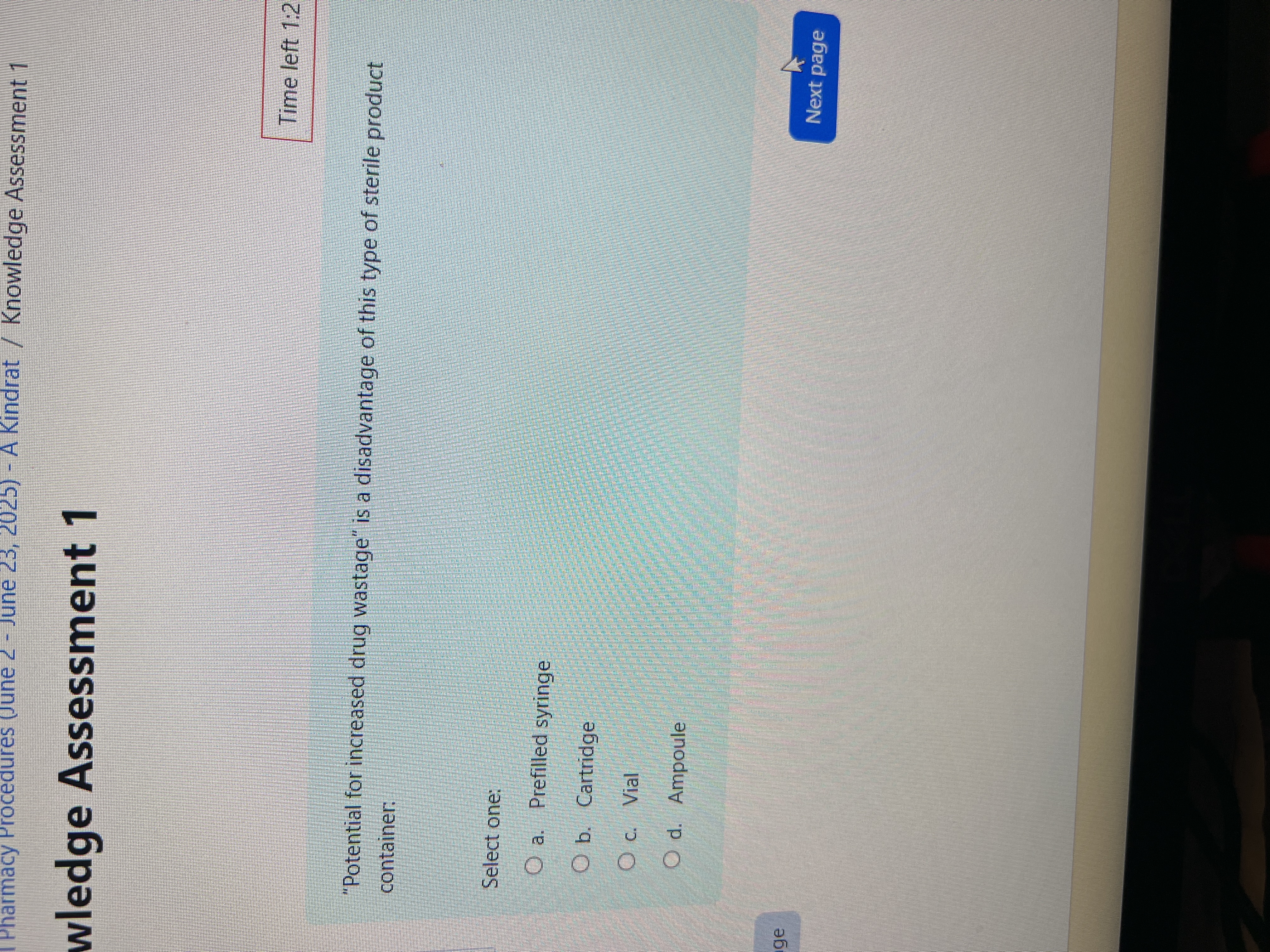 Answer Pharmacy Procedures (June 2 - June 23,