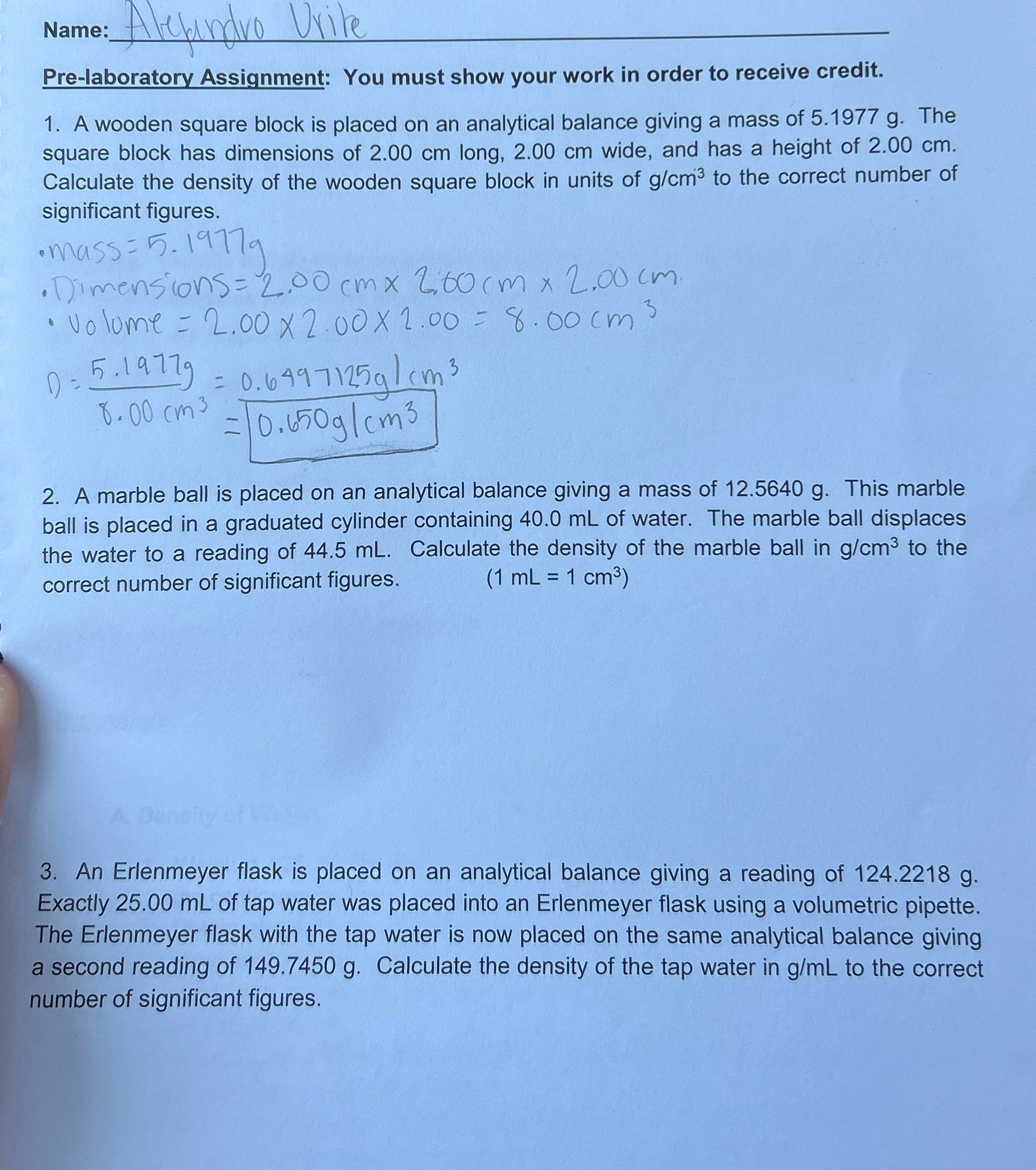 Name: Alejandro Urite Pre-laboratory Assignment: