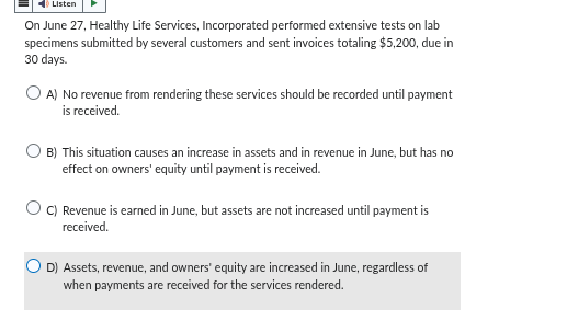 . |=| a) Listen | F | On June 27, Healthy Life