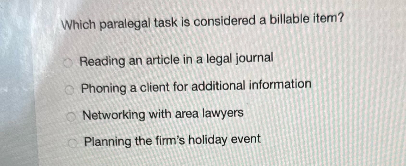 Which paralegal task is considered a billable