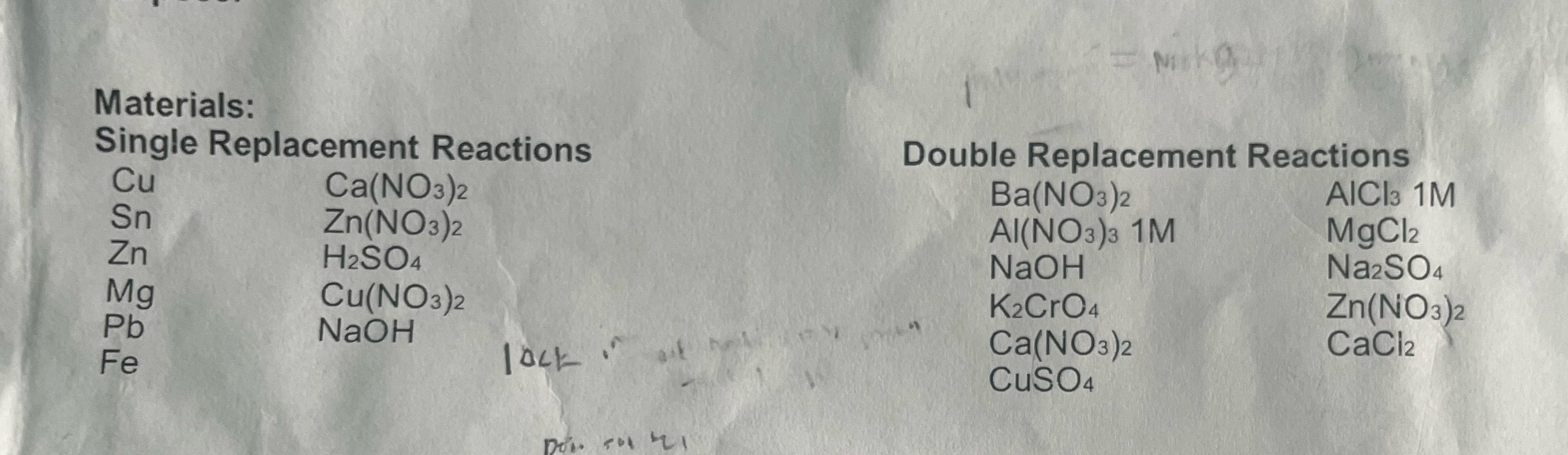 write 4 chemical reactions that will work using