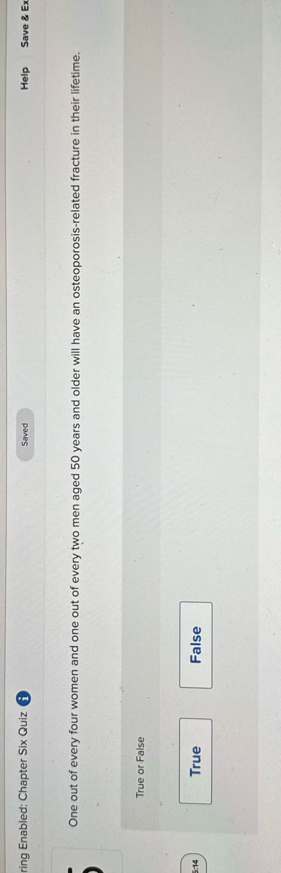 Help Save & Ex ring Enabled: Chapter Six Quiz
