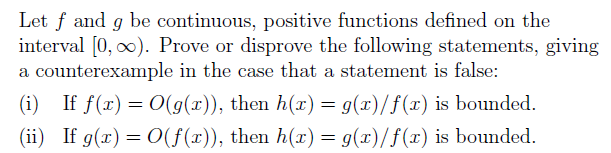 Let f and g be continuous, positive functions