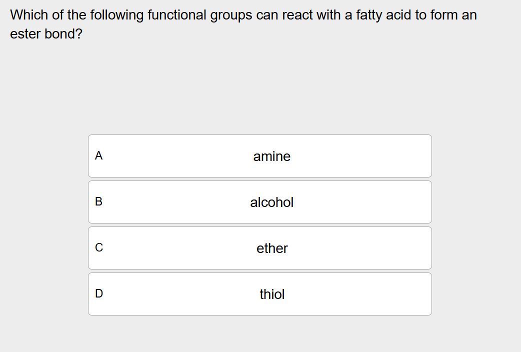 answer Which of the following functional groups