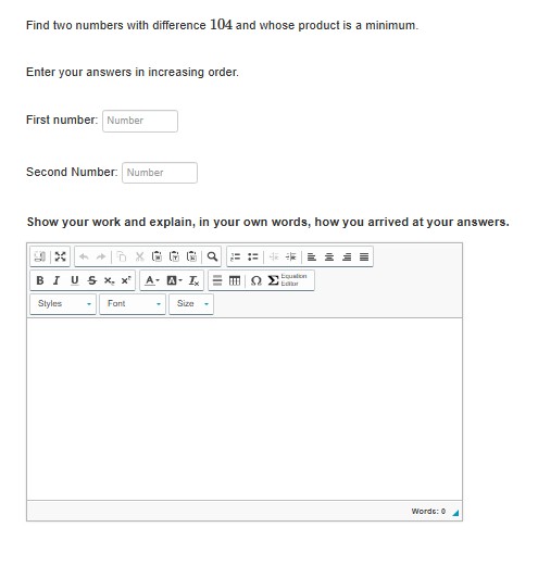 answer Find two numbers with difference 104 and
