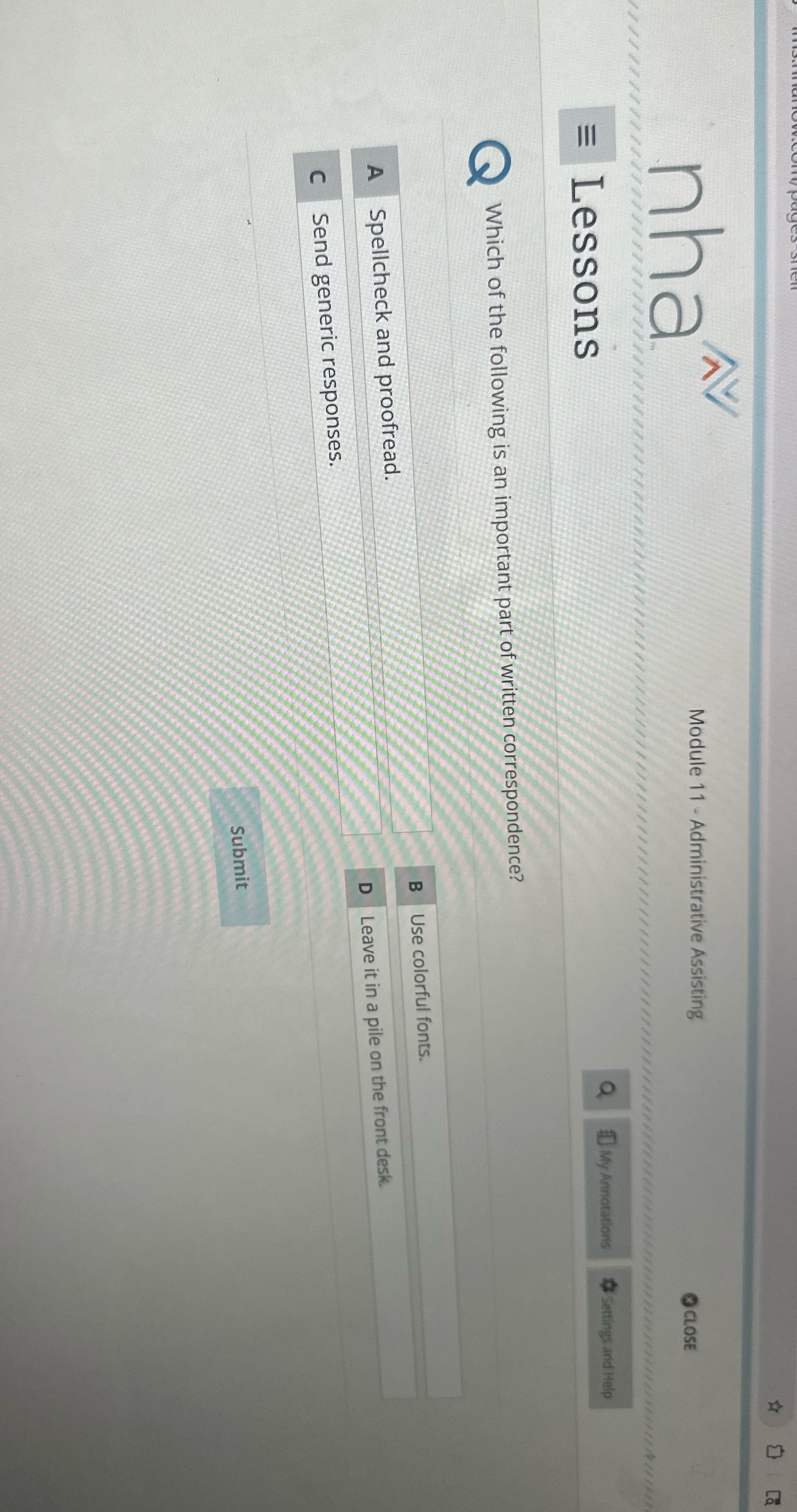 nha Module 11 - Administrative Assisting CLOSE