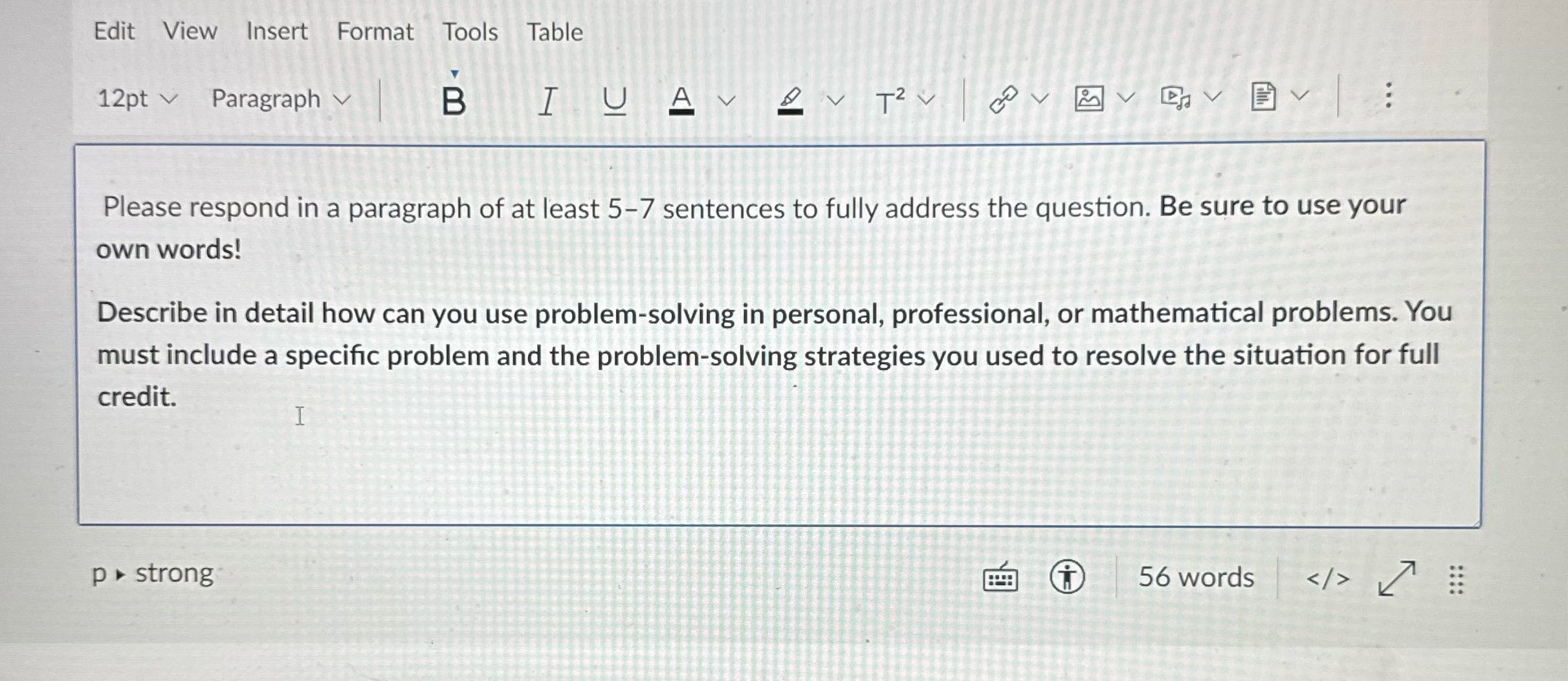Edit View Insert Format Tools Table 12pt v